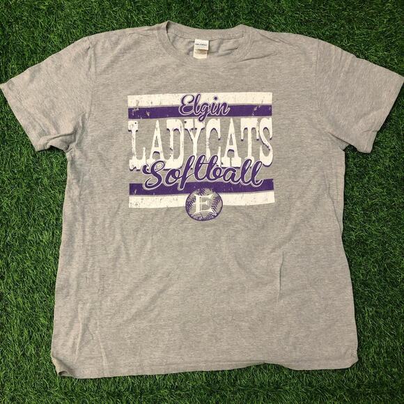 Women’s Grey Elgin ‘LadyCats Softball’ Graphic Tee - Picture 1 of 4